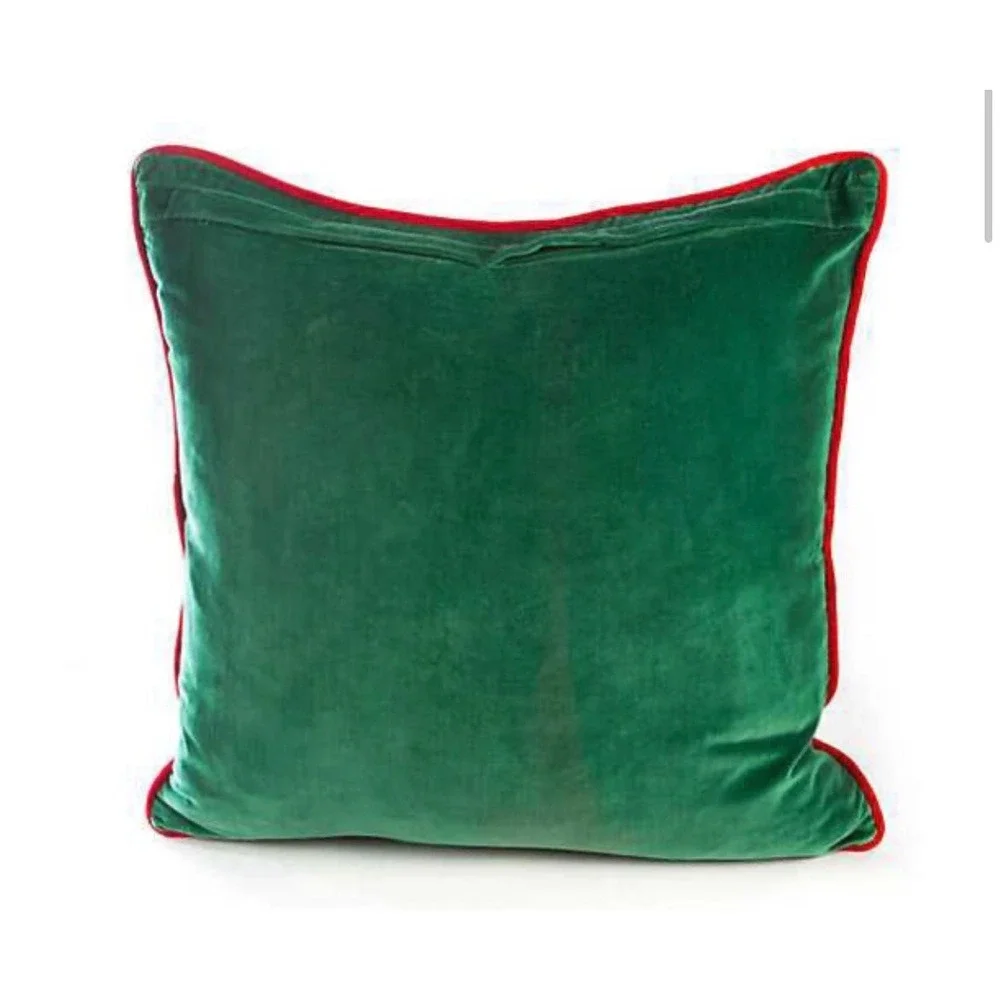 Mackenzie Childs‎ Night Cap Cardinal Pillow 20x20 Christmas Courtly Check Velvet